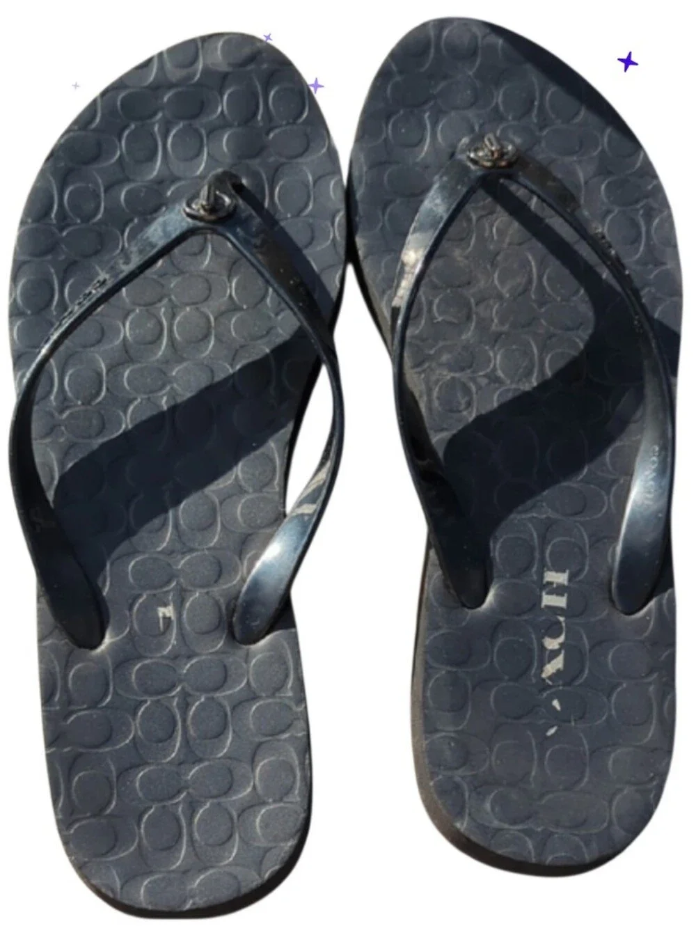 Coach Black Flip Flops with Logo Detail